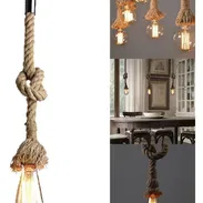 Lámpara de techo colgante con cuerda torcida de cáñamo estilo vintage 1 pieza - Img 50788603