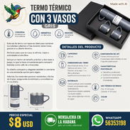 TERMO TÉRMICO CON 3 VASOS GRIS - Img 57986660