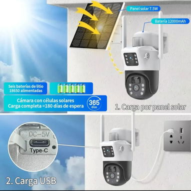 Cámara de seguridad Solar/8MPX/ Alarma luminosa y voz. - Img 123665328