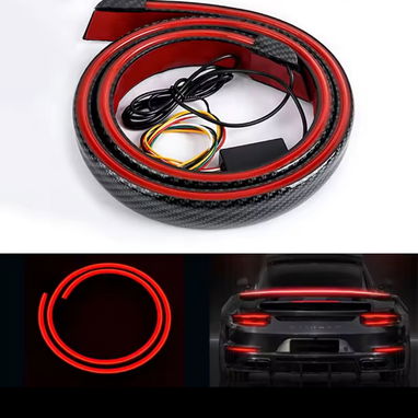 Aleron trasero color fibra de carbono bello con tira LED incluída luz secuencial intermitente, estacionamiento, luz posi - Img 113949108