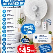 🌬️ ¡VENTILADOR DE PARED EON 18” CON CONTROL REMOTO! 🌬️ ¡Frescura, comodidad y tecnología para tu hogar, oficina - Img 58296674