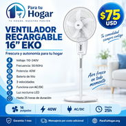 Ventilador recargable Pedestal EKO de 16 pulgadas - Img 57293446