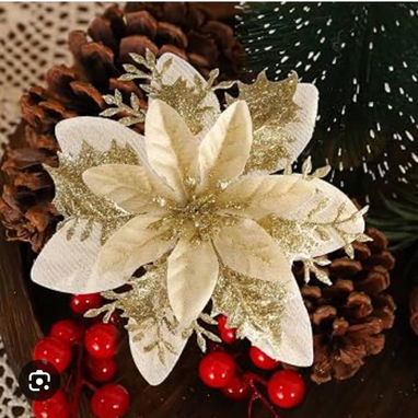 💜Set de 2 flores de navidad Las parejas vienen las dos del mismo color Miden:13cm Precio:4 usd(la pareja) - 3/4