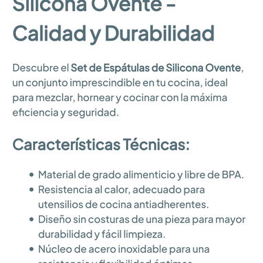 Espátulas Ovente Premium - Set de 5 espátulas de silicona 🌐 - 7/8