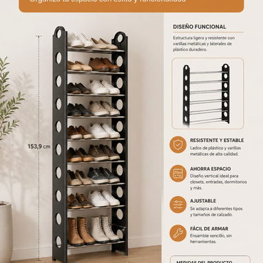 Zapatera Organizador de 10 Niveles - Ajustable (cv) - 2/3