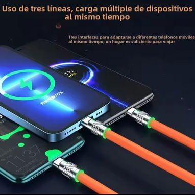3 en 1 Cable reforzado USB, 120W, 6A, carga rápida - Img 117059697
