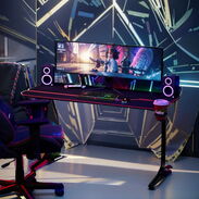 Mesa de PC Gamer de 55 Pulgadas con alfombrilla de mouse y con gancho para Auriculares y soporte para tazas Potente - Img 45709693