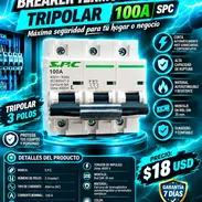 BREAKER TERMOMAGNÉTICO TRIPOLAR 100A SPC, ENTREGA DE FACTURA PARA SU GARANTÍA. VARIEDAD DE ARTÍCULOS DE FERRETERÍA - Img 57390572