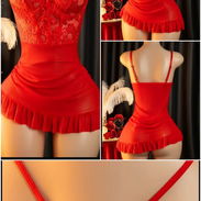 Lencería de encaje, conjunto rojo falda-body (incluye el hilo) - Img 56950902