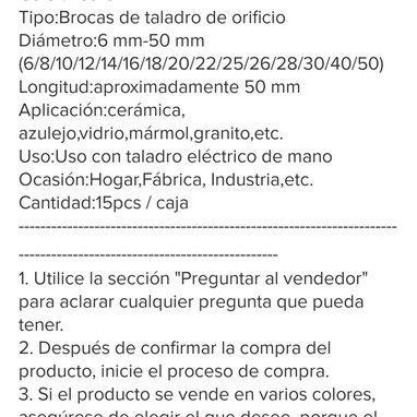 Juego de Barrenas Circulares Diamantadas para Cerámica, Mármol y Vidrio!! - Img 75306322