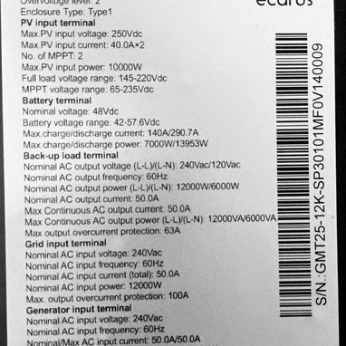 Inversor Solar Ecarus 12000W - 3/6
