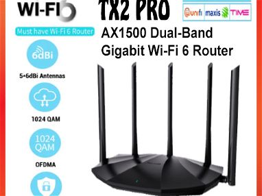 ROUTER TX2 PRO GIGABIT AX1500 WiFi 6 DUAL BAND  5 ANTENAS (VPN DENTRO DEL ROUTER WAN + 3 x LAN 1/GB) Sellado 50996463 - Img main-image