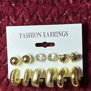 Aretes, colgantes, pendientes, dorados, color oro, para uso diario, ideal para regalo día de las madres - Img 55275218
