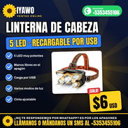 🔦 Linterna de Cabeza Recargable USB de 5 LED con Cinta Ajustable | $6 USD - Img 58410699