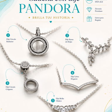 Cadenas + Dije Pandora copia 1x1 plata s925 - Img 124206194