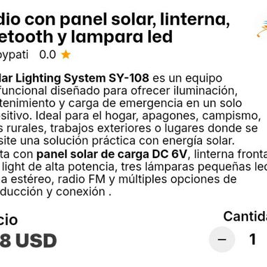 Radio con panel solar , linterna - Img 123676883
