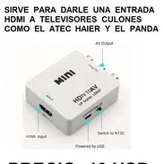 ADAPTADOR PARA CONECTAR CONSOLAS HDMI EN TV CULONES ANTIGUOS - Img 57024832