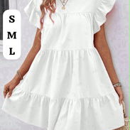 Vestido blanco ancho con vuelos y mangas con volantes. Casual y veraniego. Tallas S y M - Img 57134371