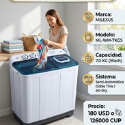 Lavadora milexus doble tina 7kgs 180usd - Img 57317883