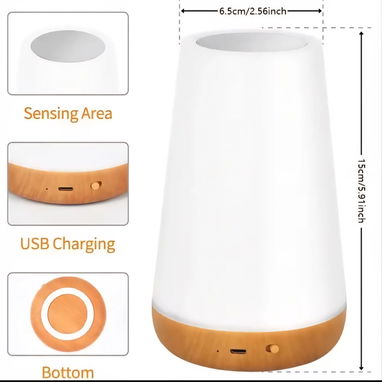 Lámpara recargable d noche led, táctil de 13 colores 3 modos 5 niveles de brillo con control remoto apagado programado - 3/3