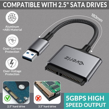 🔌 Cable Adaptador SATA a USB 3.0 Everiz 🌐 - Img 126073850