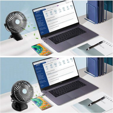 Ventilador Portátil con Clip 🔌 USB Recargable 🌬️ 3 Velocidades Silencioso 🔄 Rotación 360° para Cochecito, Cuna y Hoga - 3/7