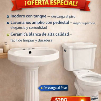Juegos de baño sanitario tasa tanque lavamanos y pedestal - 2/3
