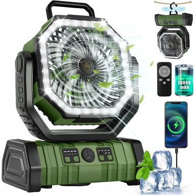 Ventilador Recargable F6 20000 mAh Con Linterna LED. Oscilación Automática con Control Remoto 🔶 Colores 🧡💚🖤 ($55) - 3/7