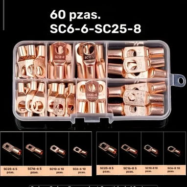 Kit de conectores terminales redondos de argolla para batería sistema solar, su moto, ferretería etc - 10/10