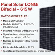 PANEL SOLAR 615W💸 Marca LONGI Ideales para inversores y ecoflow ✅ 🚛 Recogida en el local 💸 Precio: 3️⃣5️⃣0️⃣ USD - Img 56777125