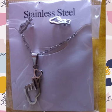 Juego de cadena y aretes p/ mujer plateados de acero inoxidable - 4/9