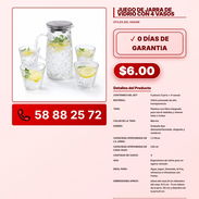 JUEGO DE JARRA DE VIDRIO CON 4 VASOS VPT -0067 - Img 57842620