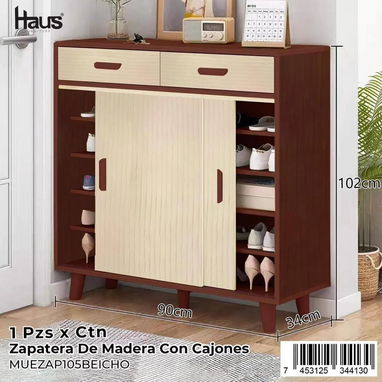 👟🪵 ZAPATERA DE MADERA CON GAVETAS Y PUERTAS – Organiza tus zapatos con estilo y seguridad 🪵👟 - 2/4