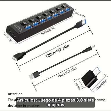 Hub USB 2.0 VVIA de 7 Puertos con Interruptor Individual - Img 124751249