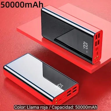 Power Bank 50000mAh con linterna LED Color: Rojo Cod:Alofoke - Img 123045498