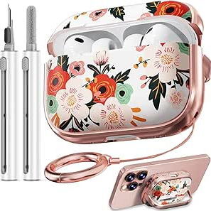Funda floral para AirPods Pro 3 (2025) con soporte, llavero y kit de limpieza Peonia Blanca | videojuegoshabana.com - Img 122009218