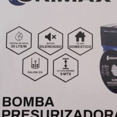 Presurizador Grimax ⚙️ Enrollado de cobre 💦 Caudal: 35 L /min ⚡ Potencia motor: 145W 🔸 Entrada y salida: 3/4" - Img 121428522