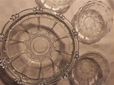 Fuente de cristal vintage, Frutero,  ensaladera con 3 tazones pequeñas - Img 63822379