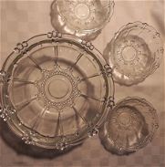 Fuente de cristal vintage, Frutero,  ensaladera con 3 tazones pequeñas - Img 45307678