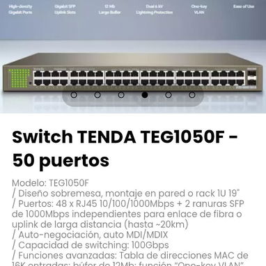 Switch TENDA TEG1050F - 50 puertos Modelo: TEG1050F - 3/4