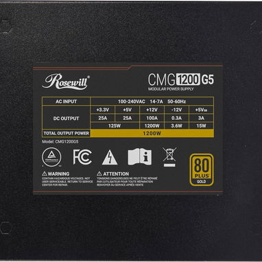fuente Rosewill CMG5 1200W de alimentación modular completa 80+ Gold, conector PCIe 5.0 600W 12V-2x6 - 9/9