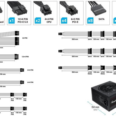 Fuente Rosewill CMG5 1000W, compatible con ATX 3.0 y 3.1, fuente de alimentación modular completa 80+ Gold - Img 127999041