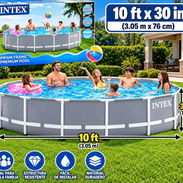 🏊♀️💦 Piscina INTEX gris, diseño circular con estructura metálica reforzada - Img 58189765