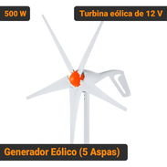 Generador Eólico VEVOR 500W 12V Turbina de Viento 5 Aspas Con Controlador MPPT Kit Con Anemómetro Para Casa RV Granja Bl - Img 57688702
