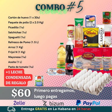 Combos de alimentos  se entregan dentro de las 24h a 36h después de realizado el pedido y se paga solo cuando se entrega - 4/10