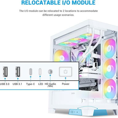 chasi SAMA V50 - Carcasa para PC de juego, torre media, con vidrio templado doble, 4×ventiladores ARGB PWM 52815418 - Img 120934315
