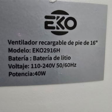 Ventilador recargable de pedestal 16" pulgadas marca EKO 40W 🏠 75 USD - 3/3