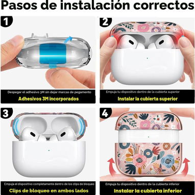 馃崁Funda floral para AirPods Pro 3 (2025) con soporte, llavero y kit de limpieza馃崁 - Img 123181036