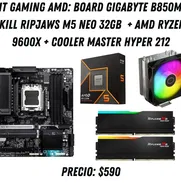 🔧 Kit Gaming AMD: Board Gigabyte B850M + RAM G.Skill Ripjaws 32GB + Ryzen 5 9600X + Cooler Master Hyper 212 🚀 Envío* - Img 50513935