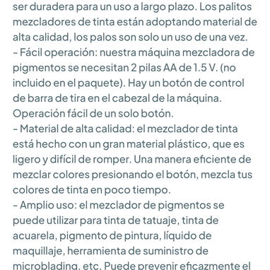 Máquina mezcladora de tinta y pigmentos de tatuajes - 100 varillas negras. Agitadora eléctrica 🌐 - 2/2